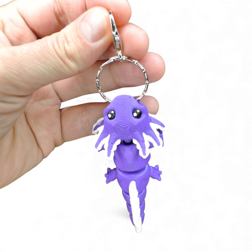 Purple Axolotl Keychain – 3D Printed Articulated Fidget Animal Charm