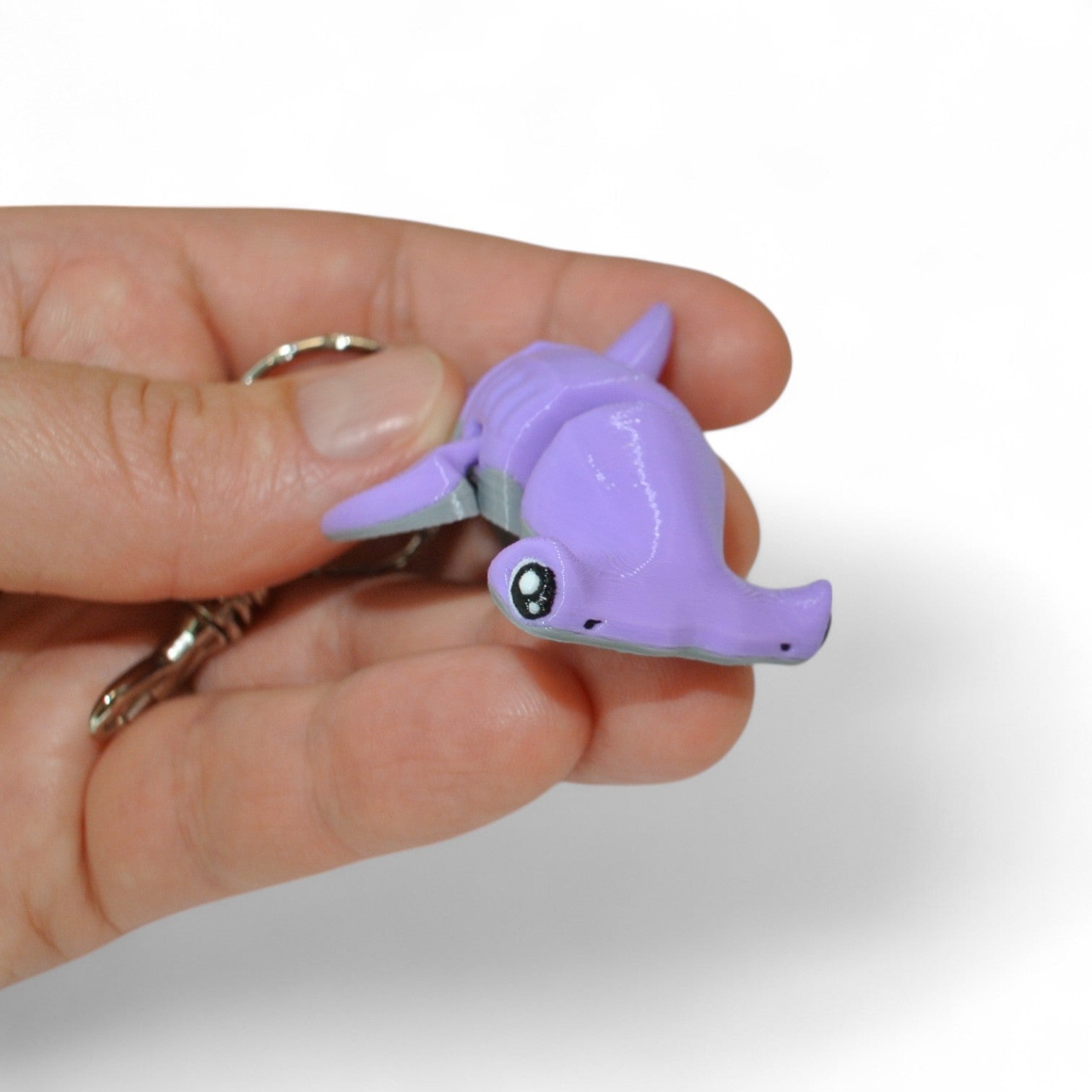 Purple Hammerhead Shark Keychain – 3D Printed Articulated Sea Animal Bag Charm