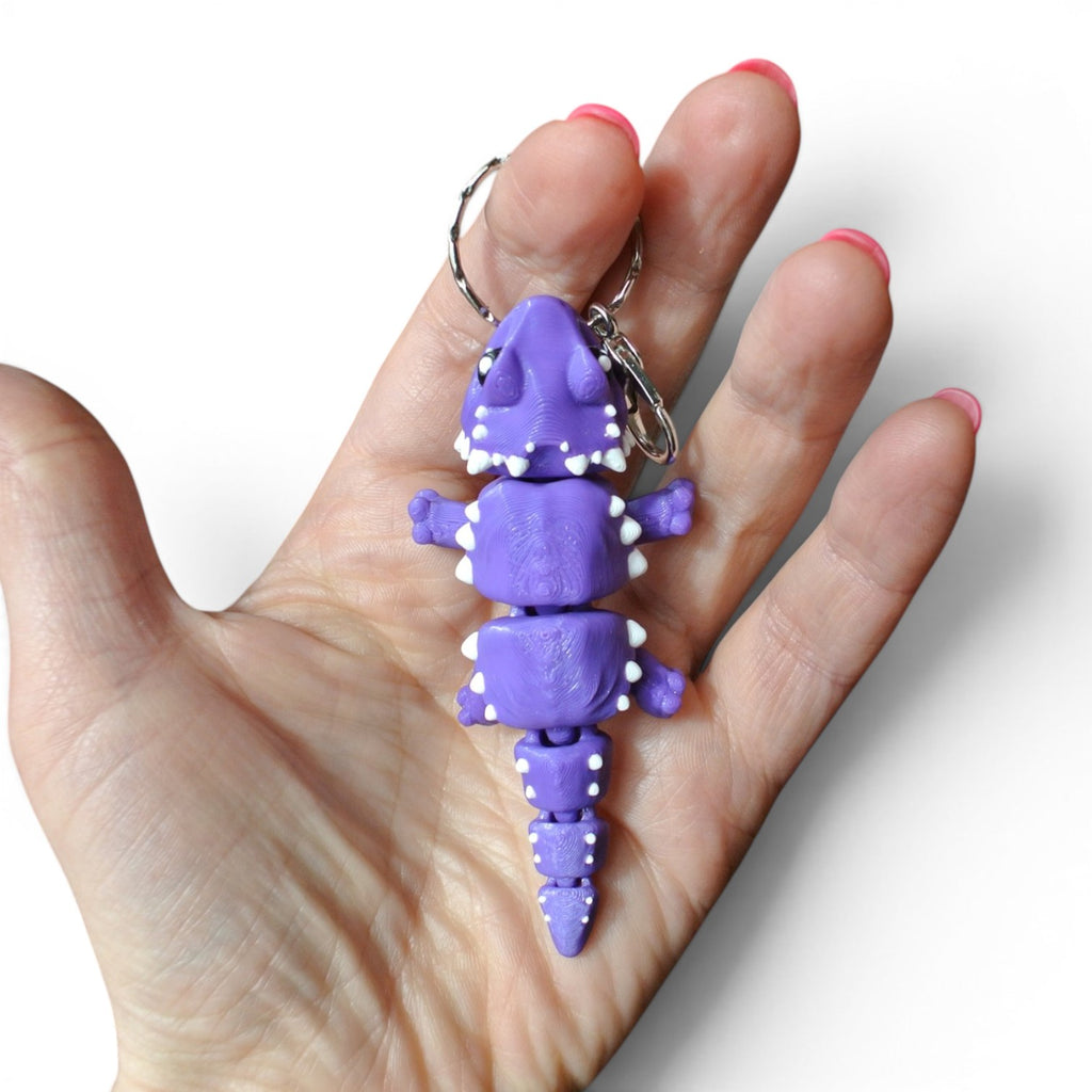 Purple Articulated Lizard Keychain – 3D Printed Flexible Reptile Bag Charm