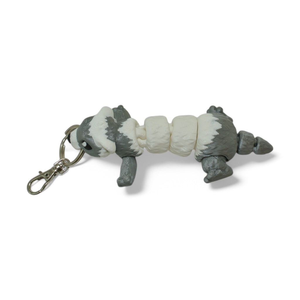 White Gopher 3D Printed Articulated Keychain – Cute Animal Keyring