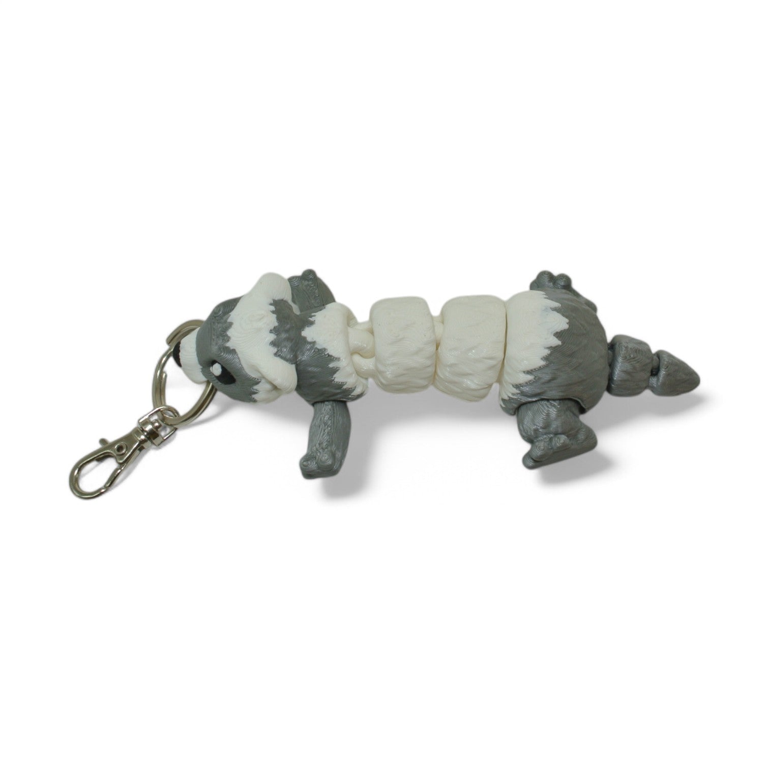 White Gopher 3D Printed Articulated Keychain – Cute Animal Keyring