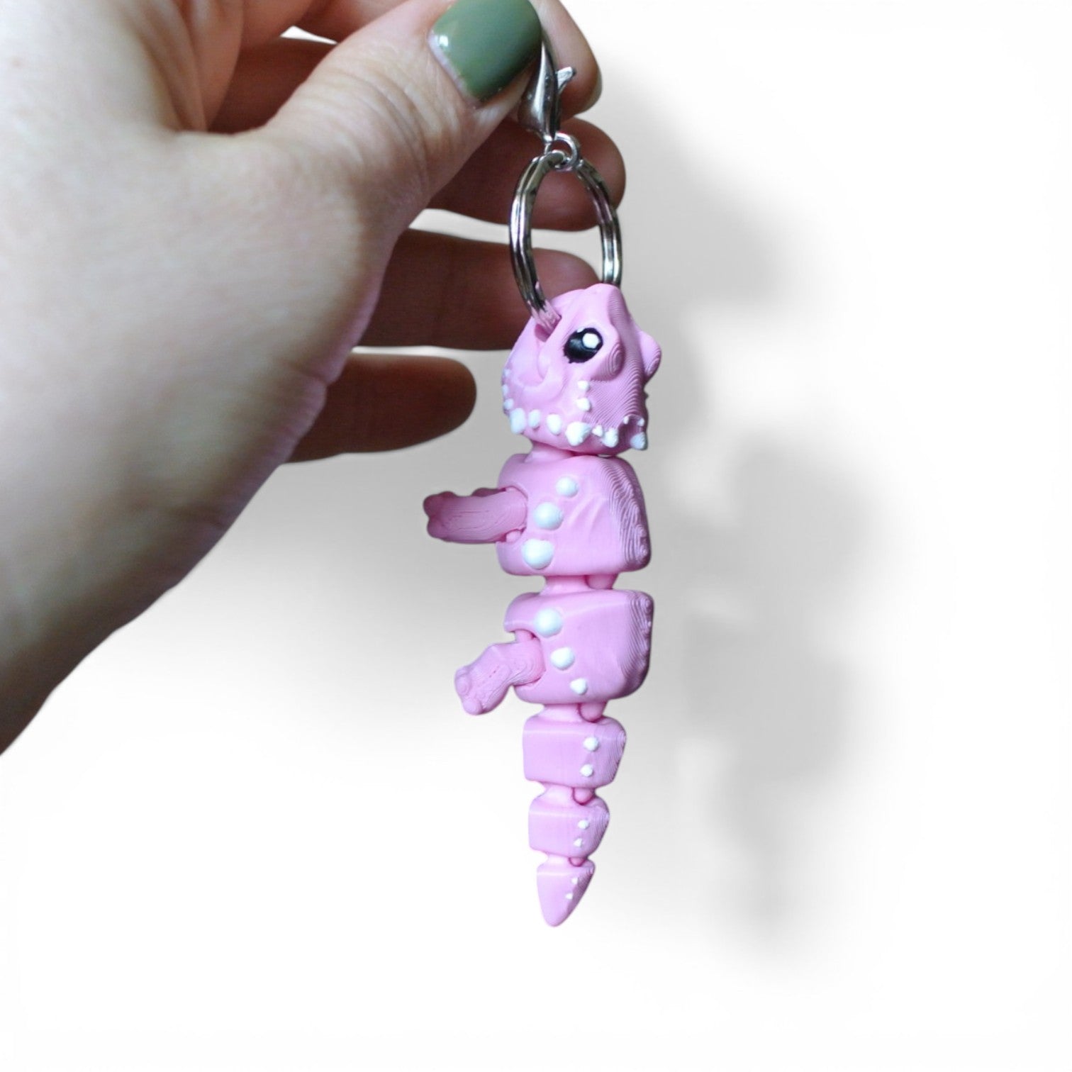 Pink Articulated Lizard Keychain – 3D Printed Cute Reptile Bag Charm