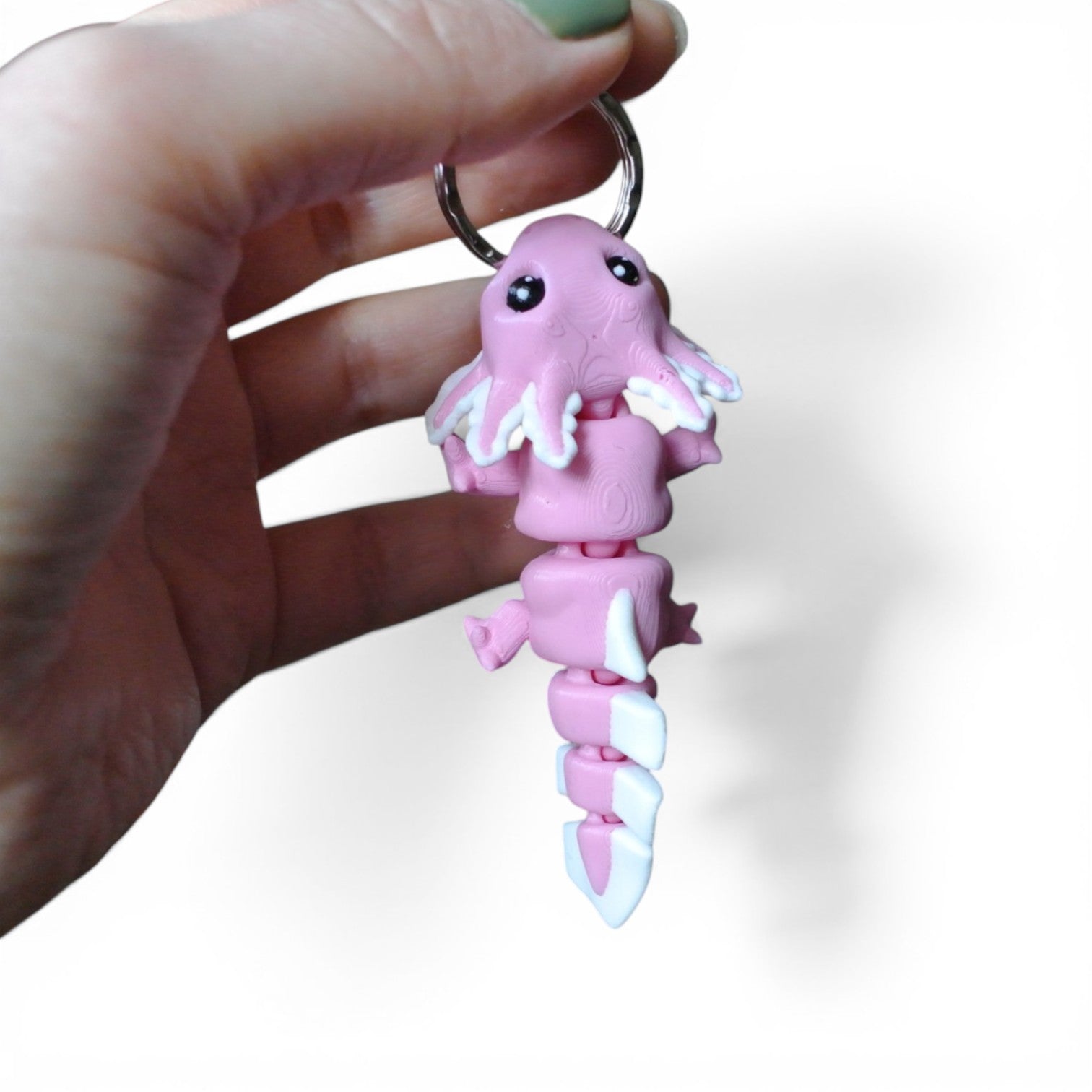 3D Printed Pink Axolotl Keychain – Articulated Cute Animal Charm