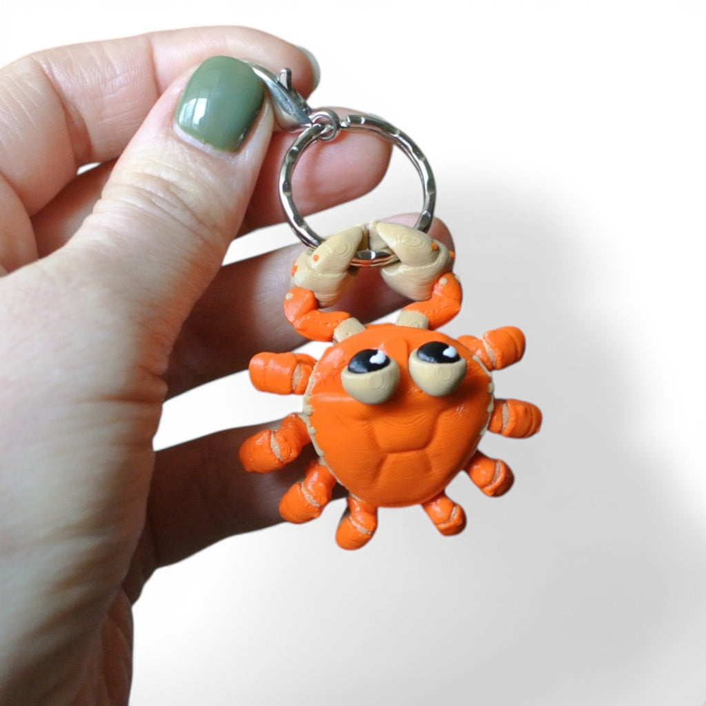 3D Printed Articulated Crab Keychain – Cute Sea Life Animal Bag Charm