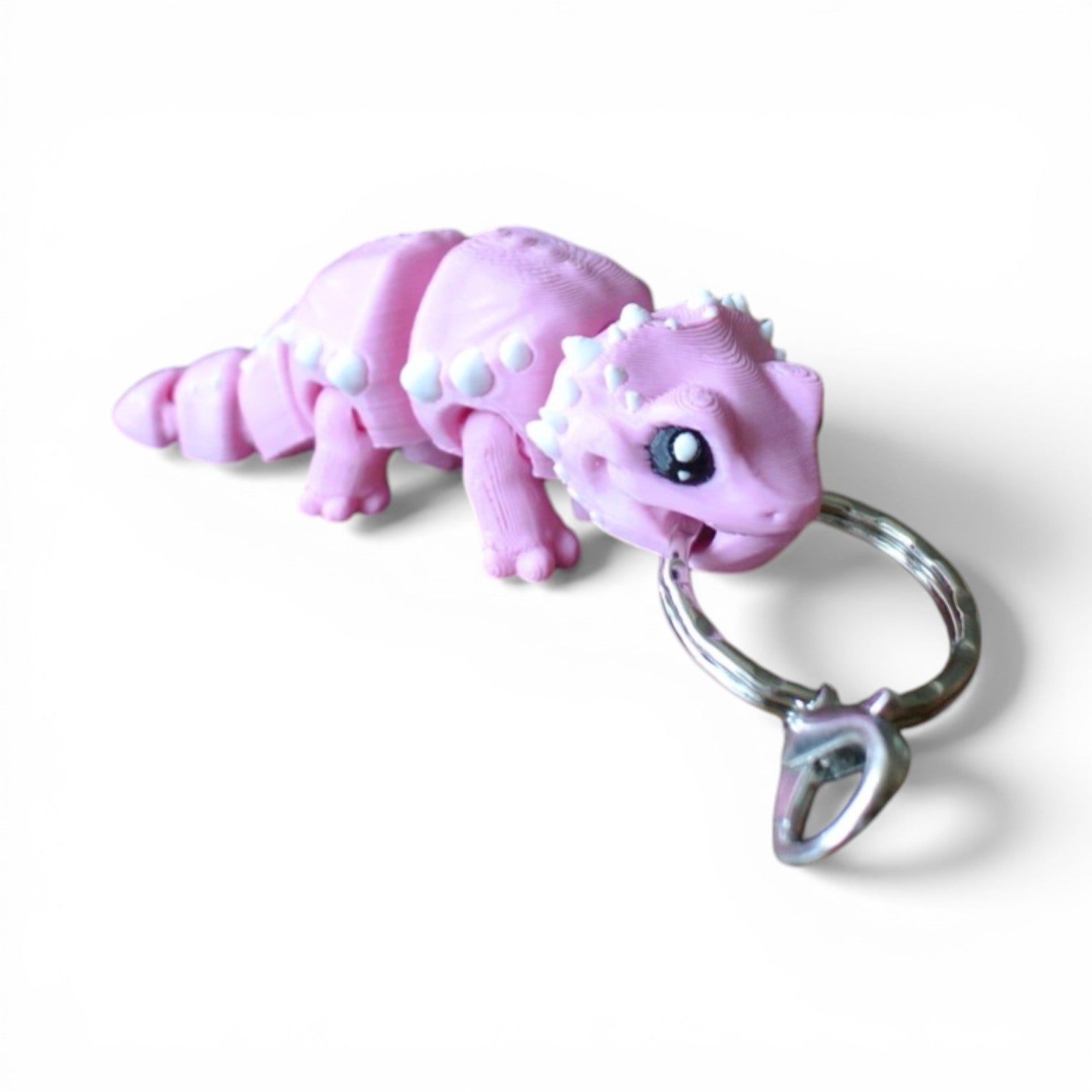 Pink Articulated Lizard Keychain – 3D Printed Cute Reptile Bag Charm