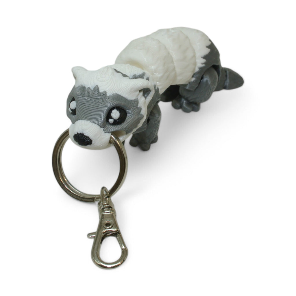 White Gopher 3D Printed Articulated Keychain – Cute Animal Keyring