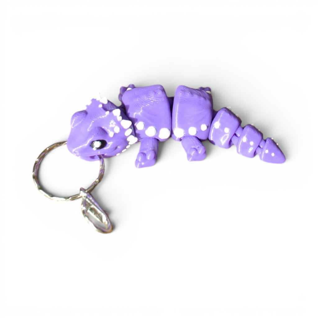 Purple Articulated Lizard Keychain – 3D Printed Flexible Reptile Bag Charm
