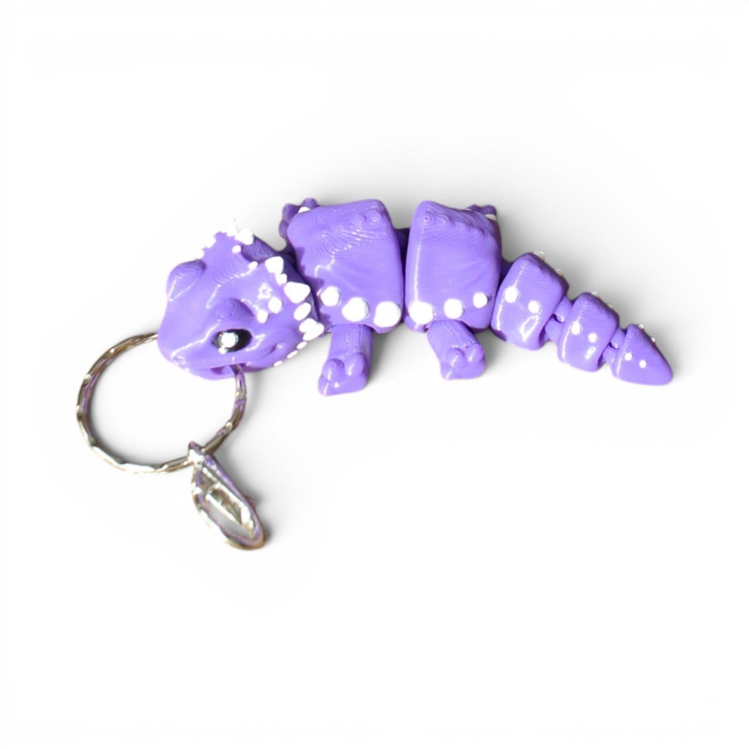 Purple Articulated Lizard Keychain – 3D Printed Flexible Reptile Bag Charm