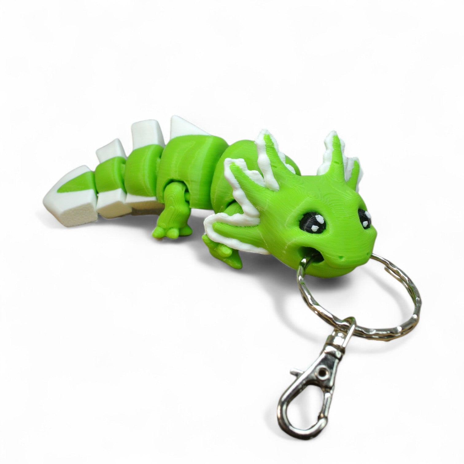 3D Printed Green Axolotl Keychain – Articulated Cute Animal Charm