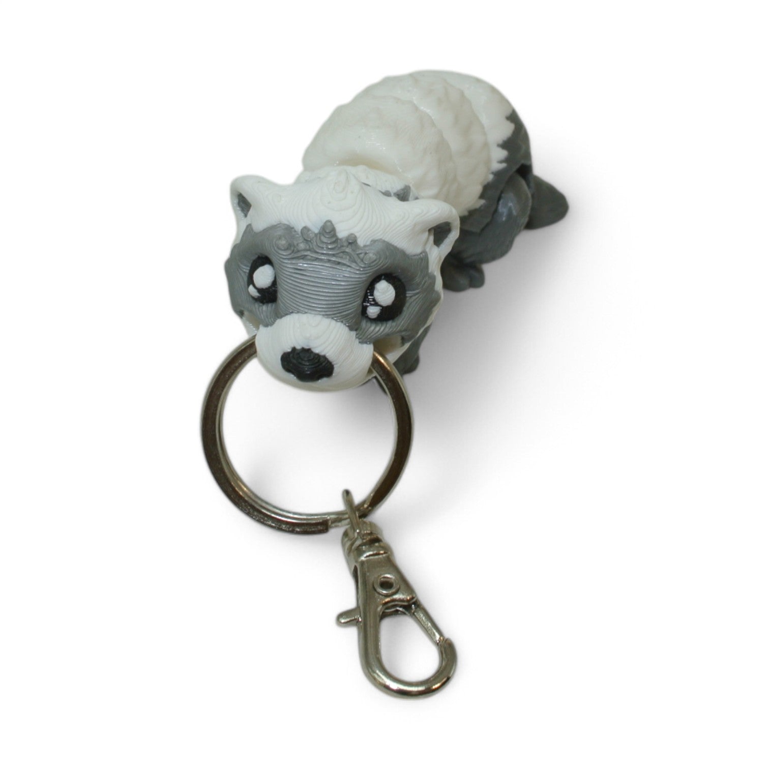 White Gopher 3D Printed Articulated Keychain – Cute Animal Keyring