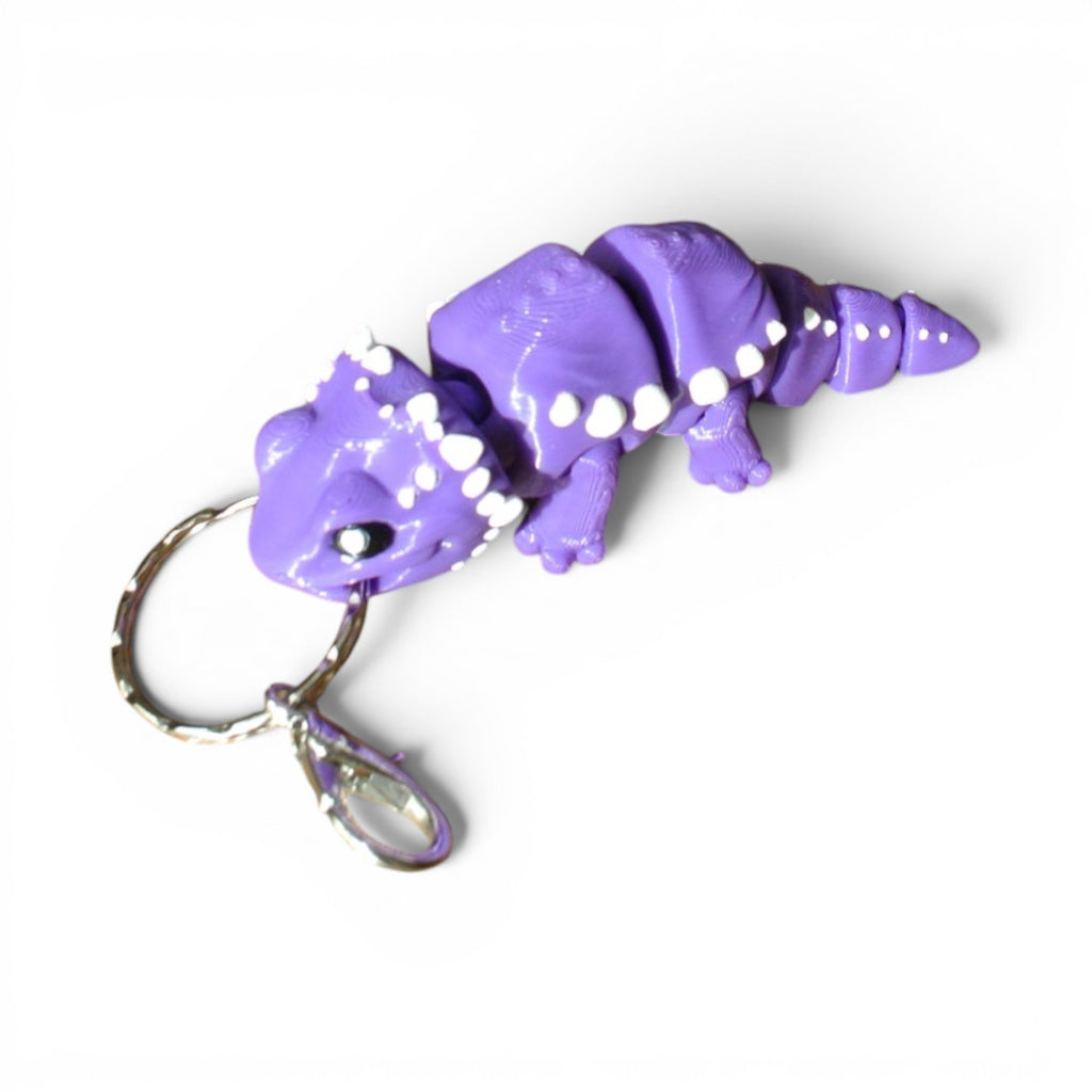 Purple Articulated Lizard Keychain – 3D Printed Flexible Reptile Bag Charm