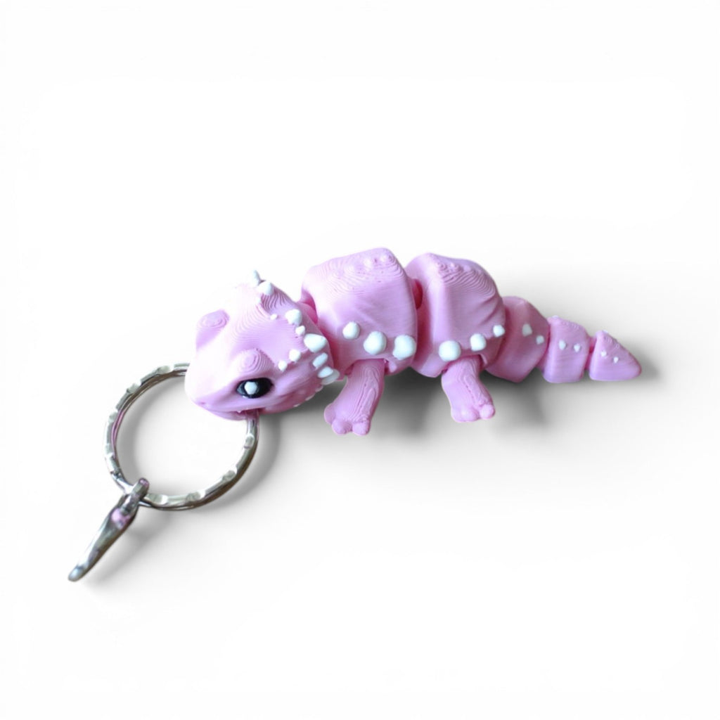 Pink Articulated Lizard Keychain – 3D Printed Cute Reptile Bag Charm