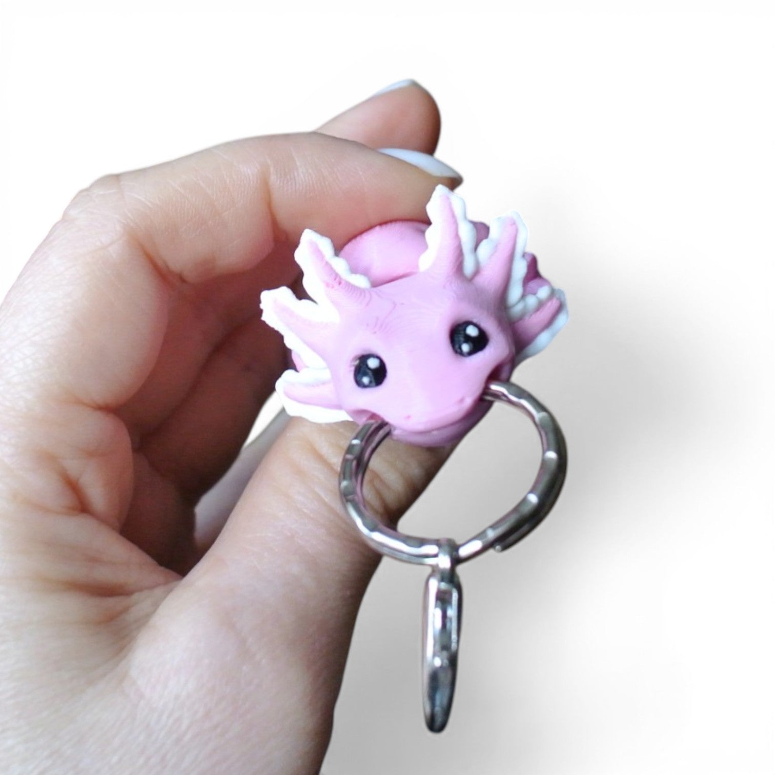 3D Printed Pink Axolotl Keychain – Articulated Cute Animal Charm