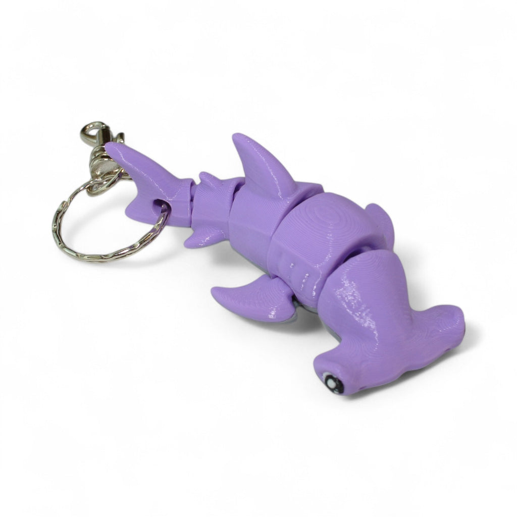 Purple Hammerhead Shark Keychain – 3D Printed Articulated Sea Animal Bag Charm