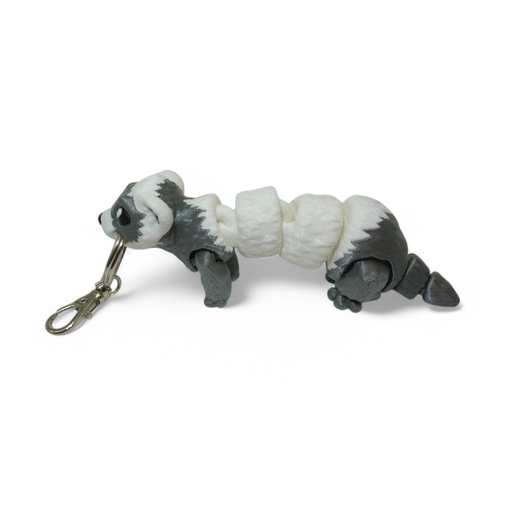 White Gopher 3D Printed Articulated Keychain – Cute Animal Keyring
