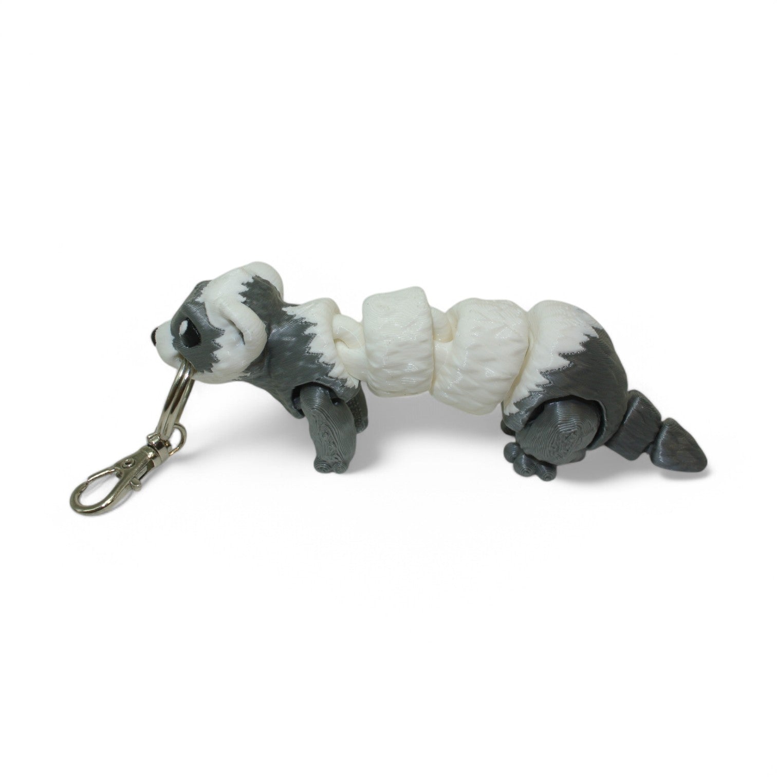 White Gopher 3D Printed Articulated Keychain – Cute Animal Keyring