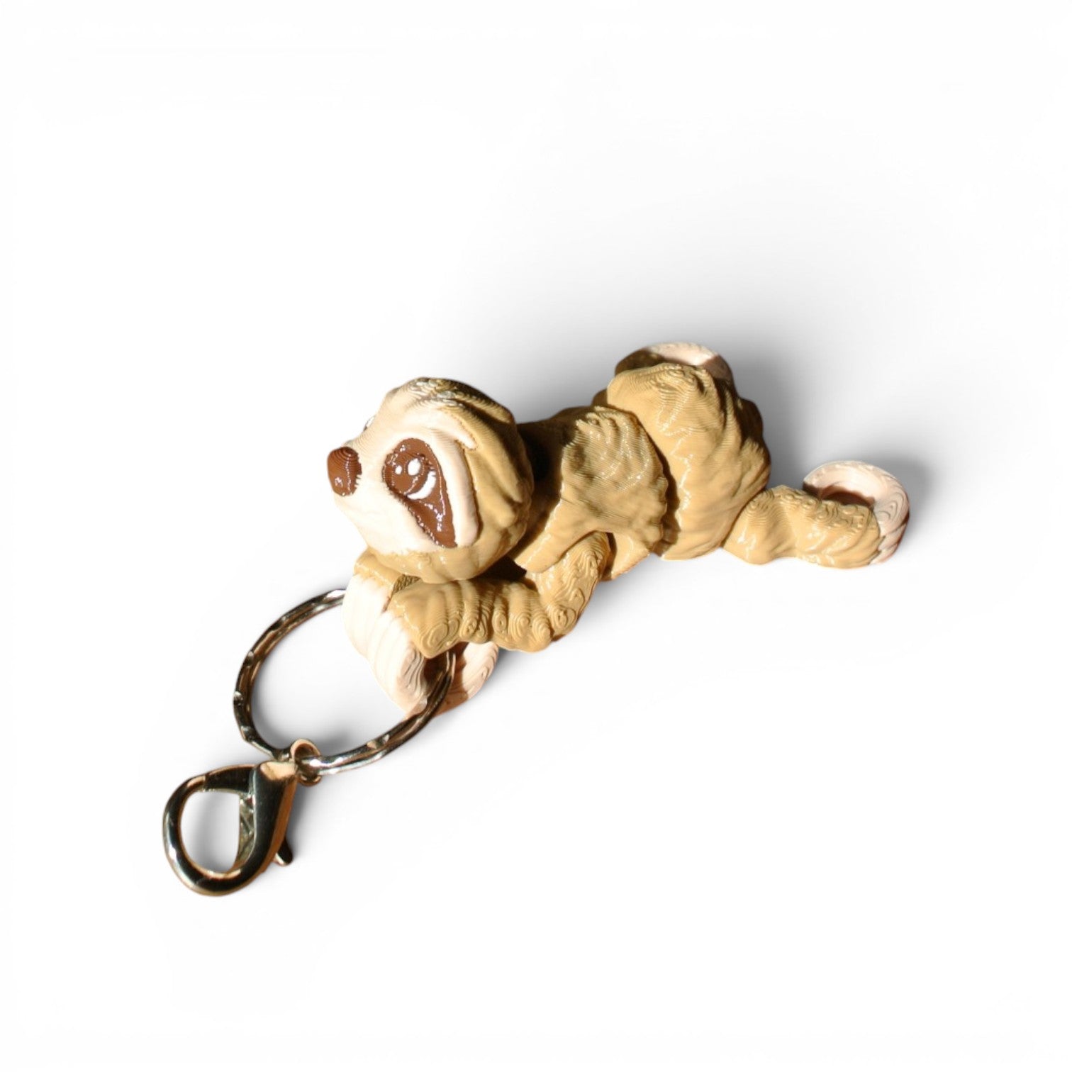3D Printed Articulated Sloth Keychain – Flexible Animal Backpack Charm & Cute Gift