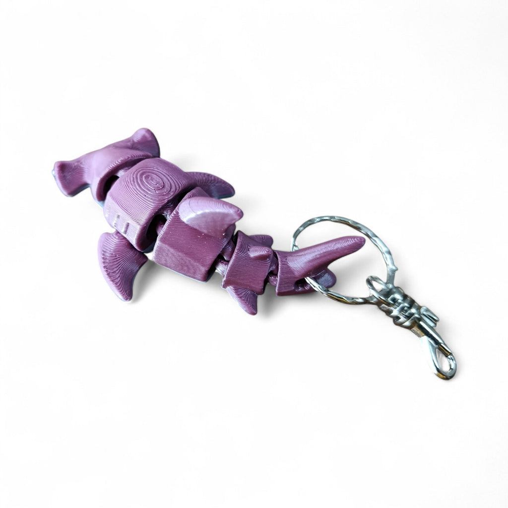 3D Printed Dusty Purple Hammerhead Shark Keychain – Articulated Flexible Sea Animal Charm