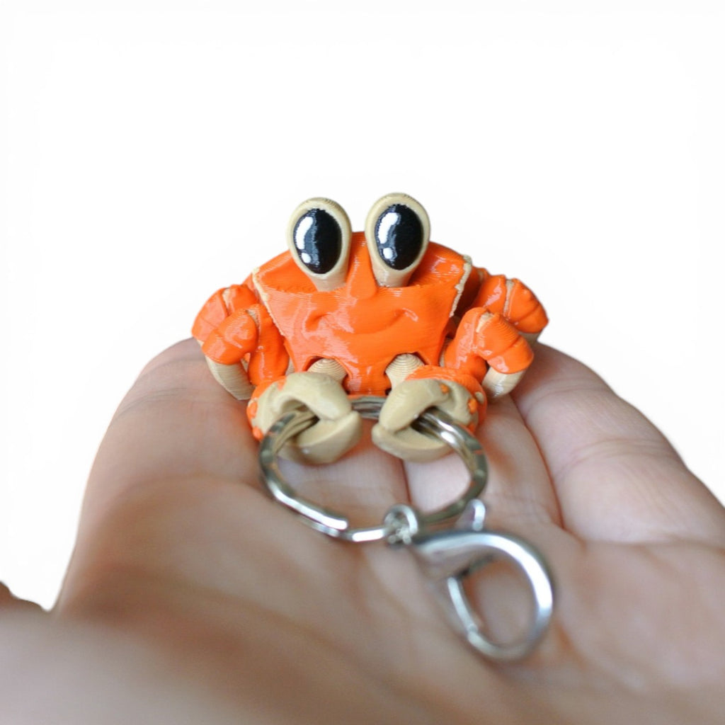 3D Printed Articulated Crab Keychain – Cute Sea Life Animal Bag Charm