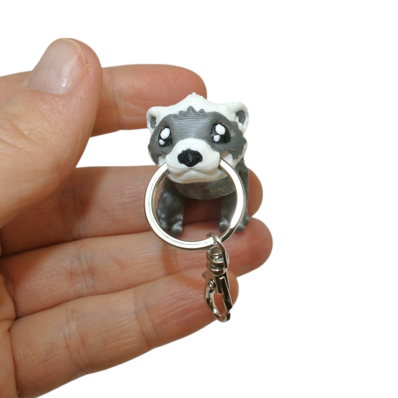 White Gopher 3D Printed Articulated Keychain – Cute Animal Keyring