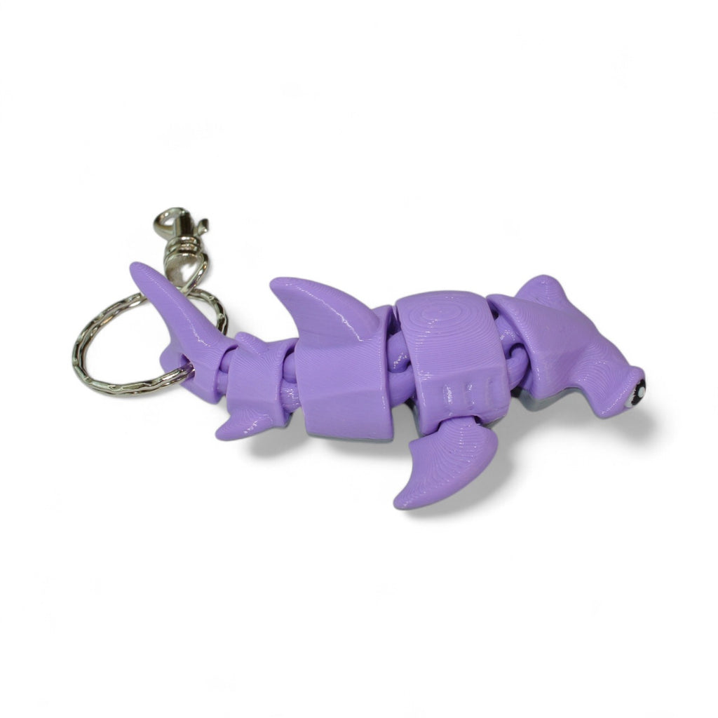 Purple Hammerhead Shark Keychain – 3D Printed Articulated Sea Animal Bag Charm