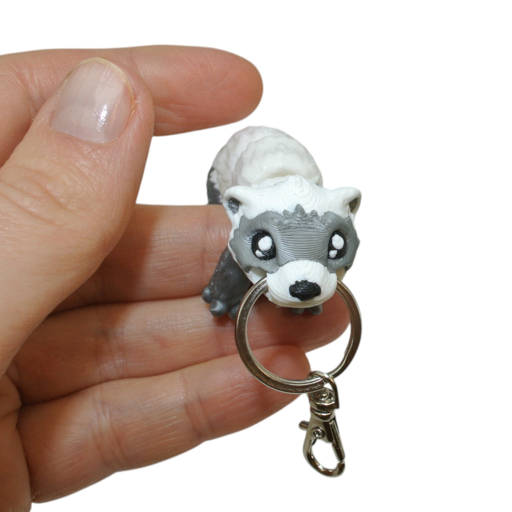 White Gopher 3D Printed Articulated Keychain – Cute Animal Keyring