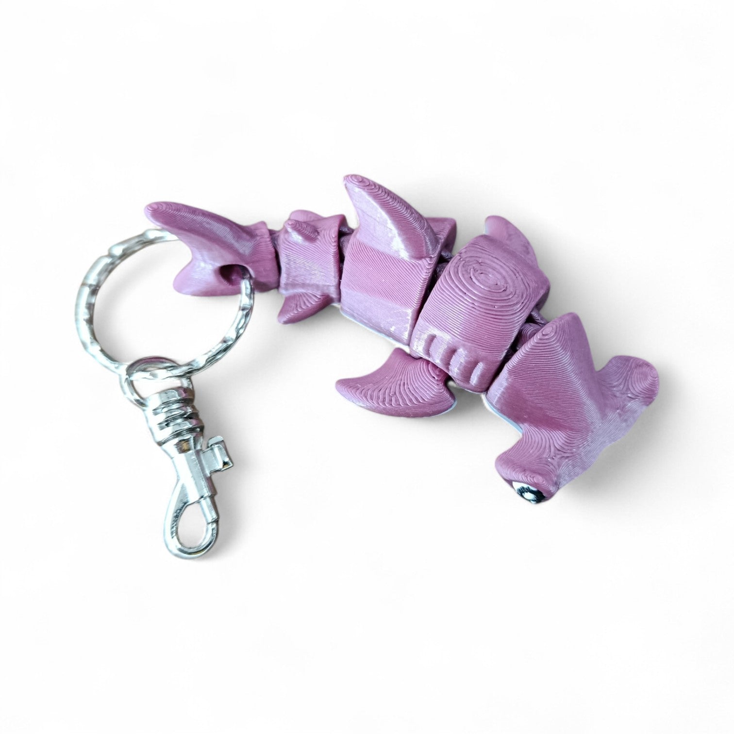 3D Printed Dusty Purple Hammerhead Shark Keychain – Articulated Flexible Sea Animal Charm