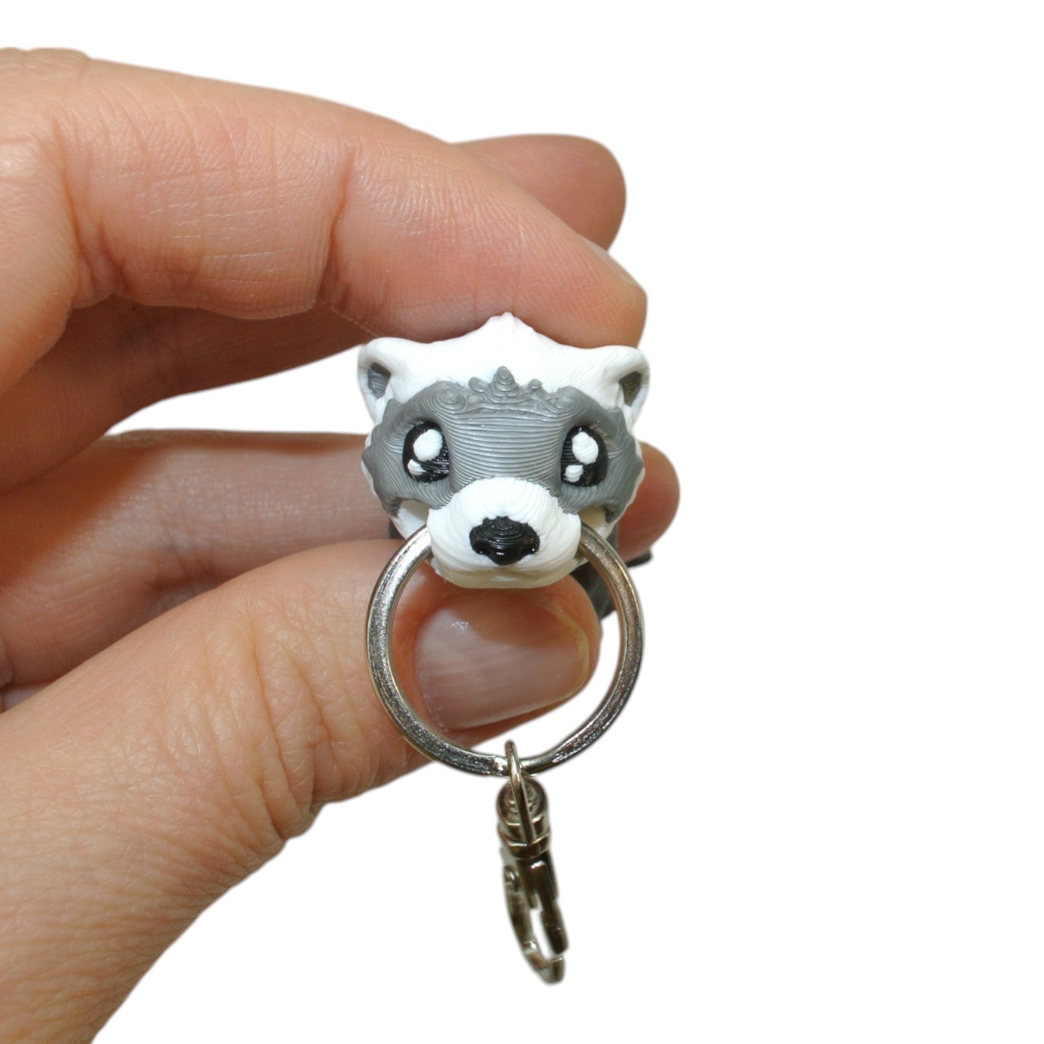White Gopher 3D Printed Articulated Keychain – Cute Animal Keyring