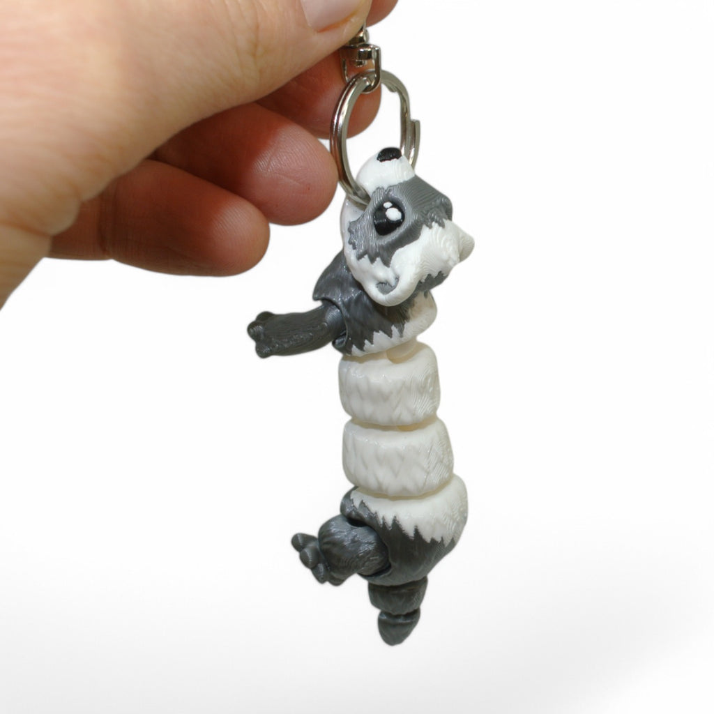 White Gopher 3D Printed Articulated Keychain – Cute Animal Keyring
