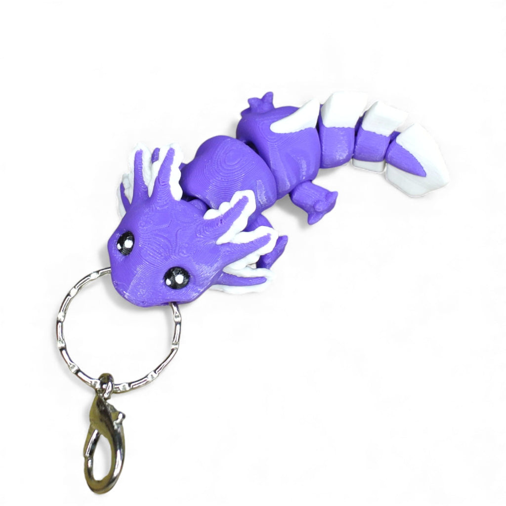 Purple Axolotl Keychain – 3D Printed Articulated Fidget Animal Charm