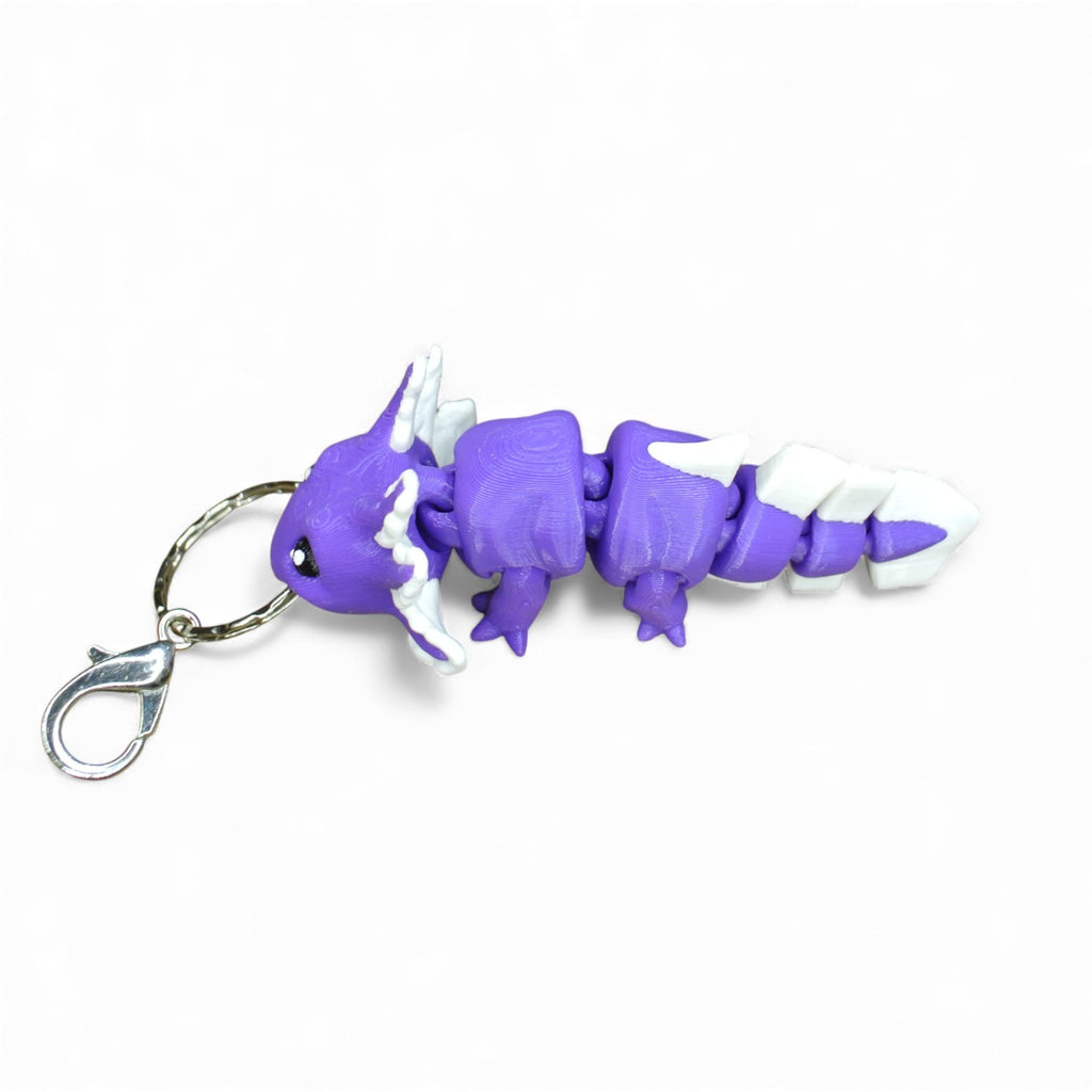 Purple Axolotl Keychain – 3D Printed Articulated Fidget Animal Charm