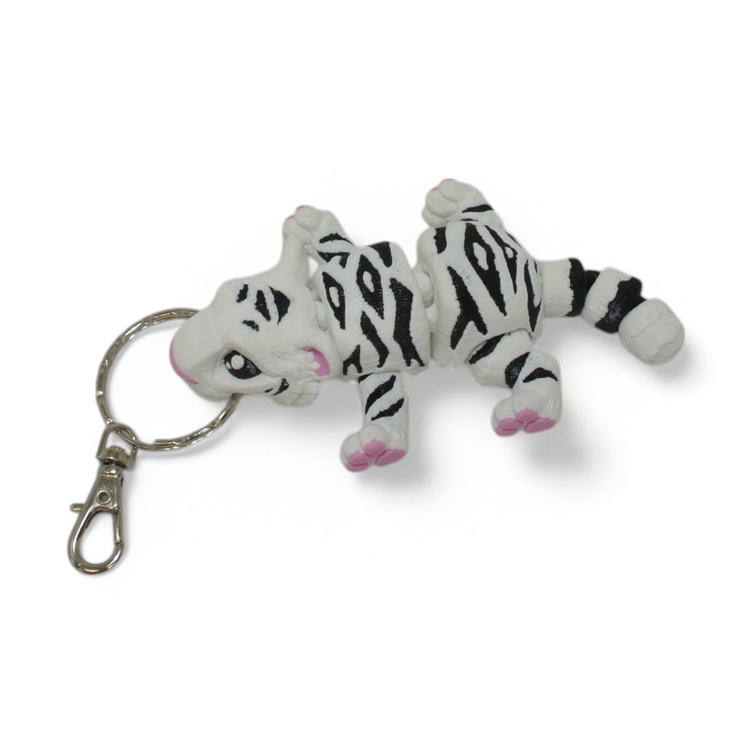 White Tiger 3D Printed Keychain – Flexi Animal Charm