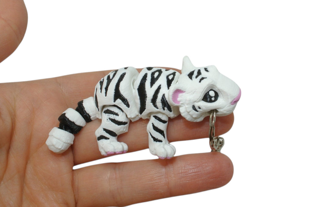 Orange Tiger 3D Printed Keychain – Flexi Animal Charm
