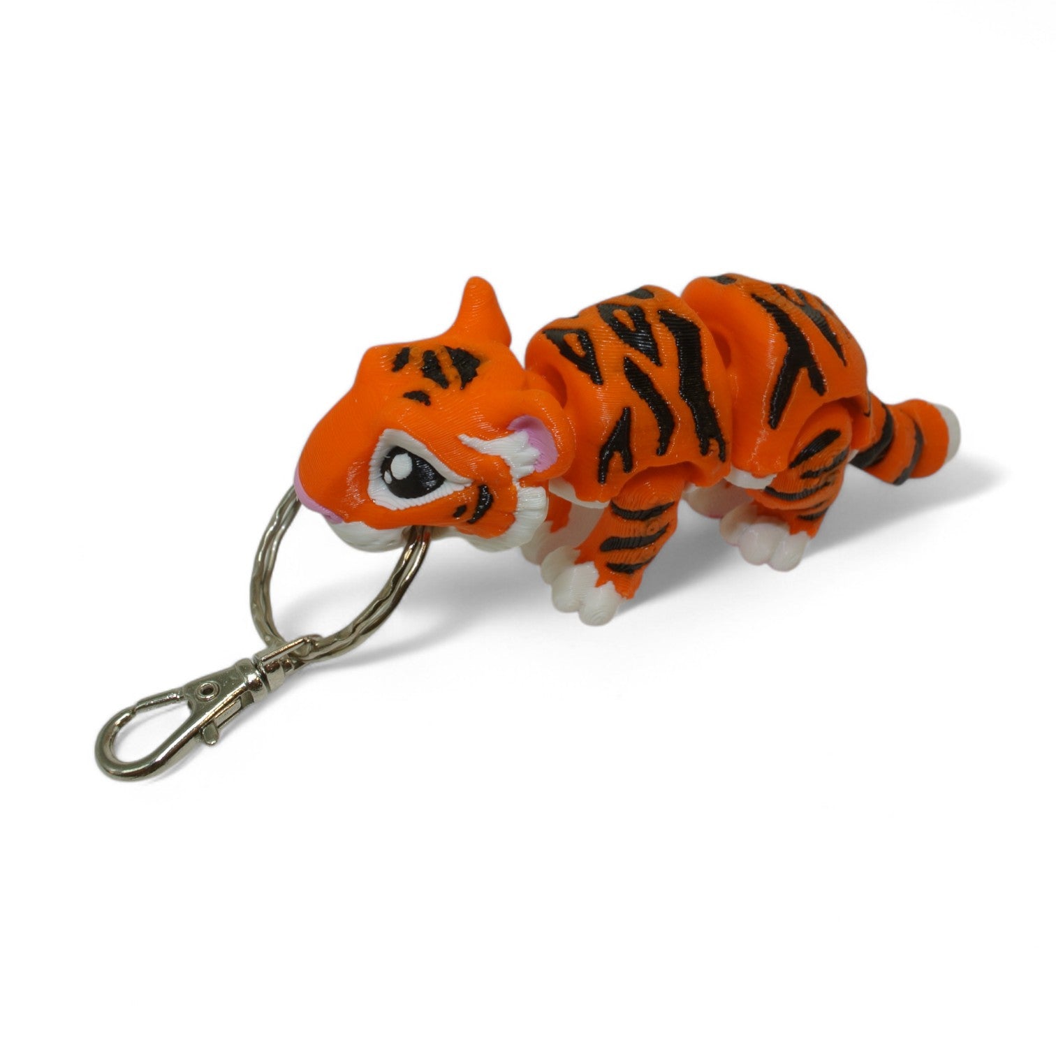 Orange Tiger 3D Printed Keychain – Flexi Animal Charm