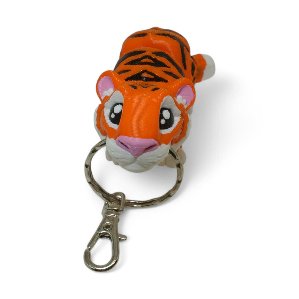 Orange Tiger 3D Printed Keychain – Flexi Animal Charm