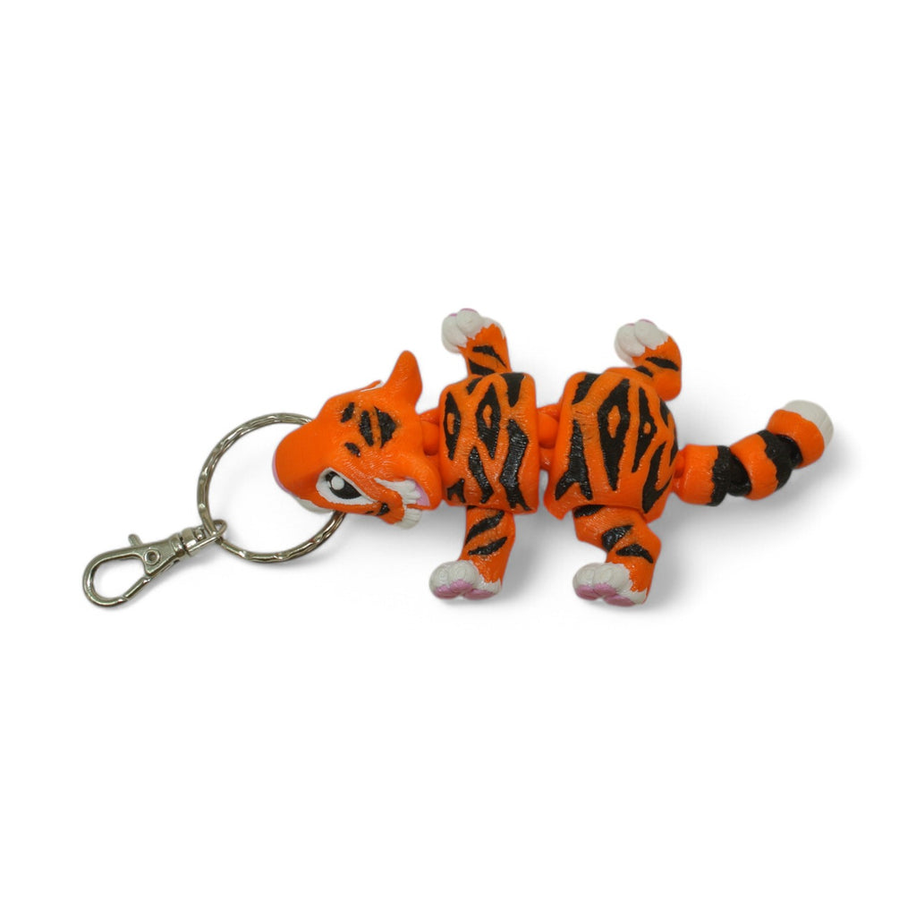 Orange Tiger 3D Printed Keychain – Flexi Animal Charm