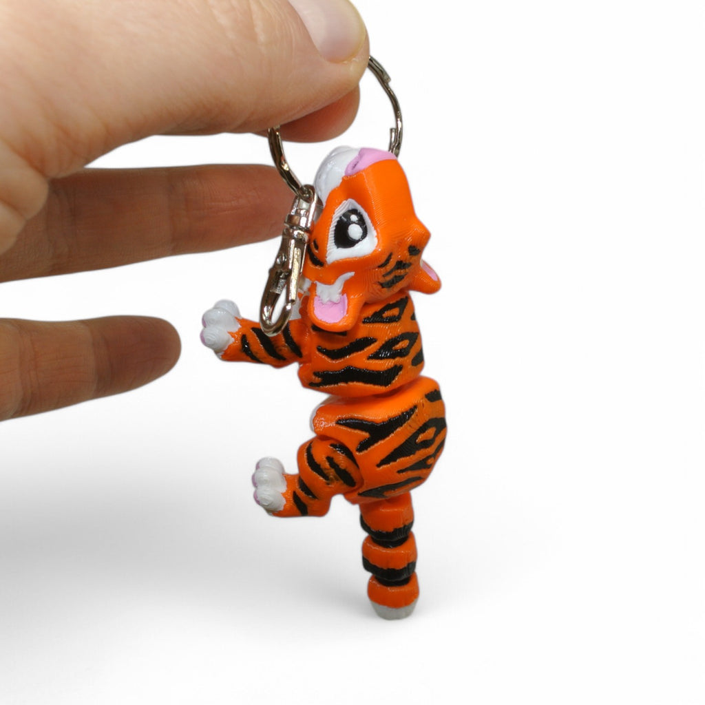 Orange Tiger 3D Printed Keychain – Flexi Animal Charm