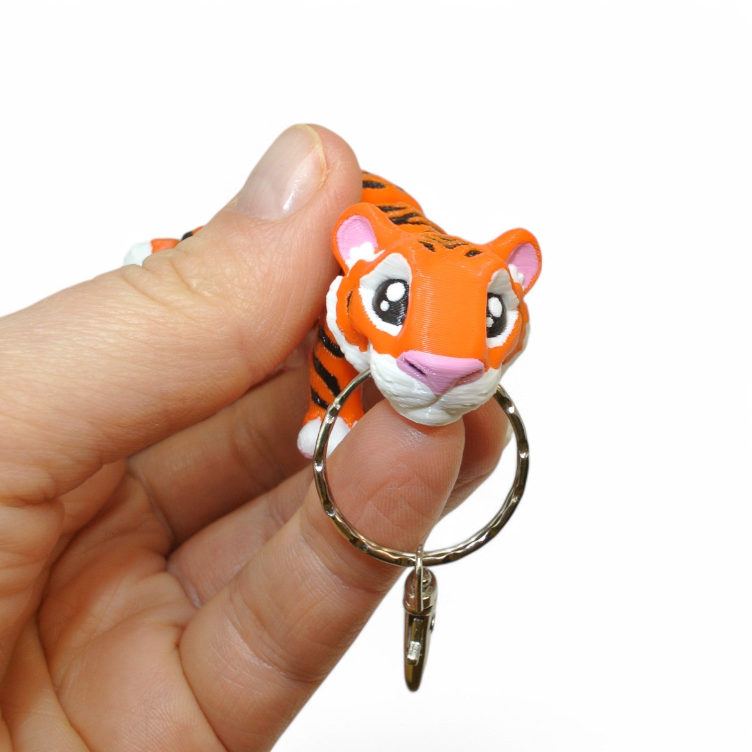 Orange Tiger 3D Printed Keychain – Flexi Animal Charm