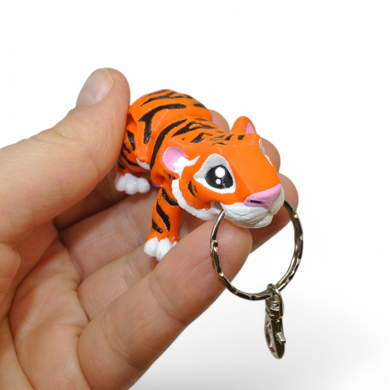 Orange Tiger 3D Printed Keychain – Flexi Animal Charm