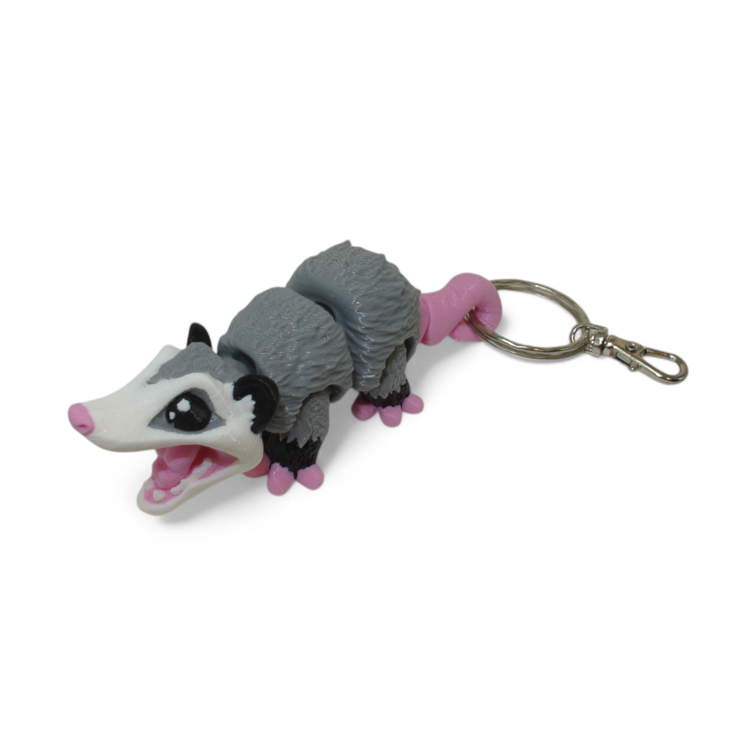 3D Printed Opossum Keychain – Articulated Animal Keyring & Backpack Charm