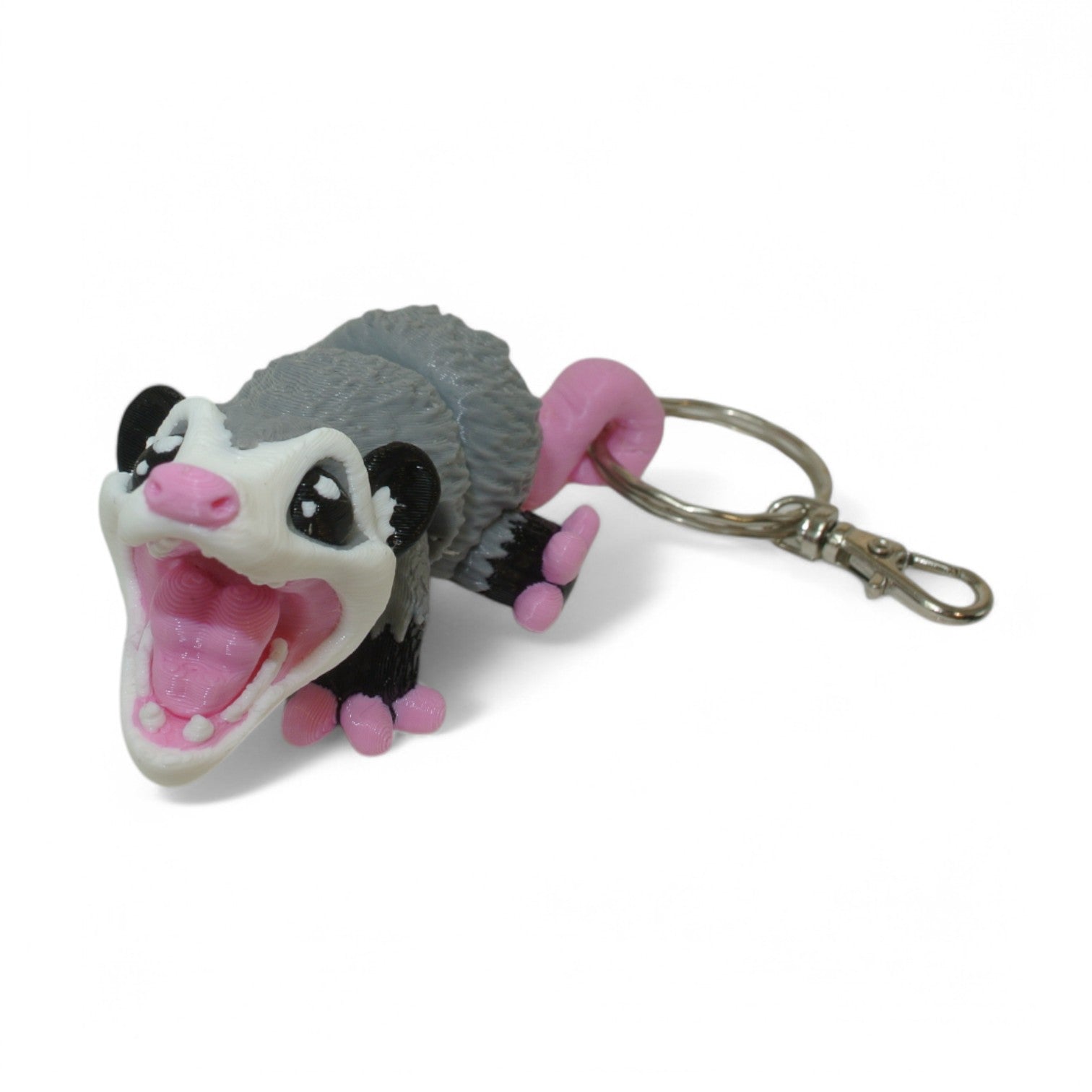 3D Printed Opossum Keychain – Articulated Animal Keyring & Backpack Charm