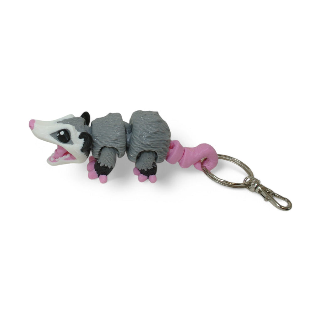 3D Printed Opossum Keychain – Articulated Animal Keyring & Backpack Charm