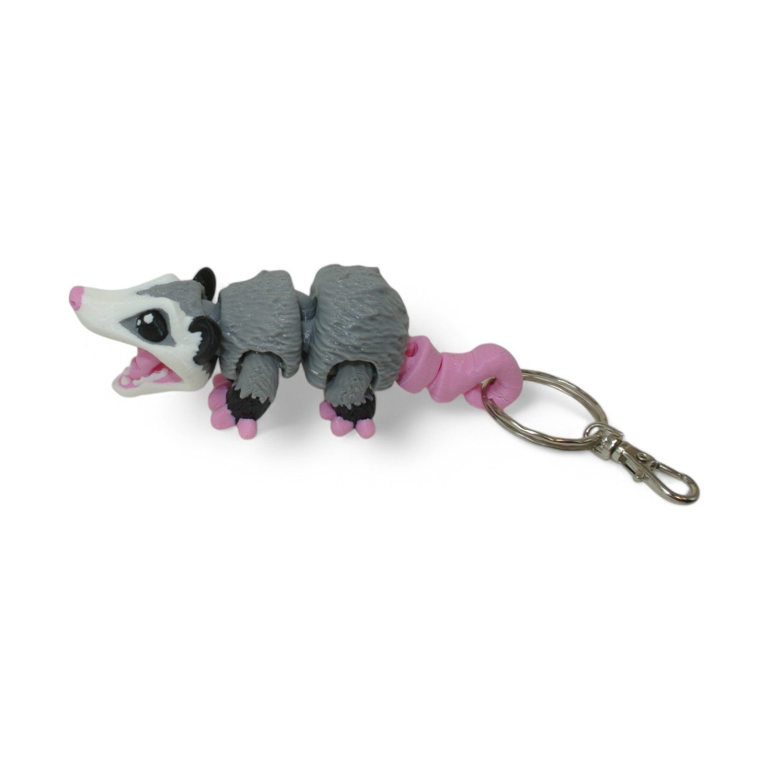 3D Printed Opossum Keychain – Articulated Animal Keyring & Backpack Charm