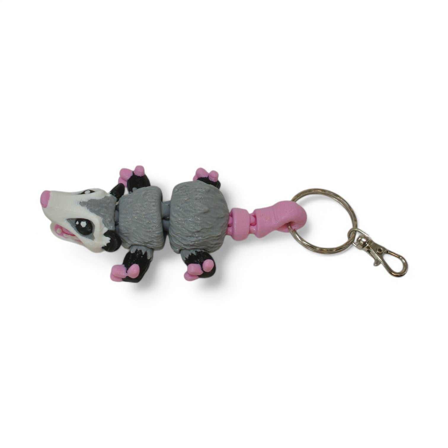 3D Printed Opossum Keychain – Articulated Animal Keyring & Backpack Charm