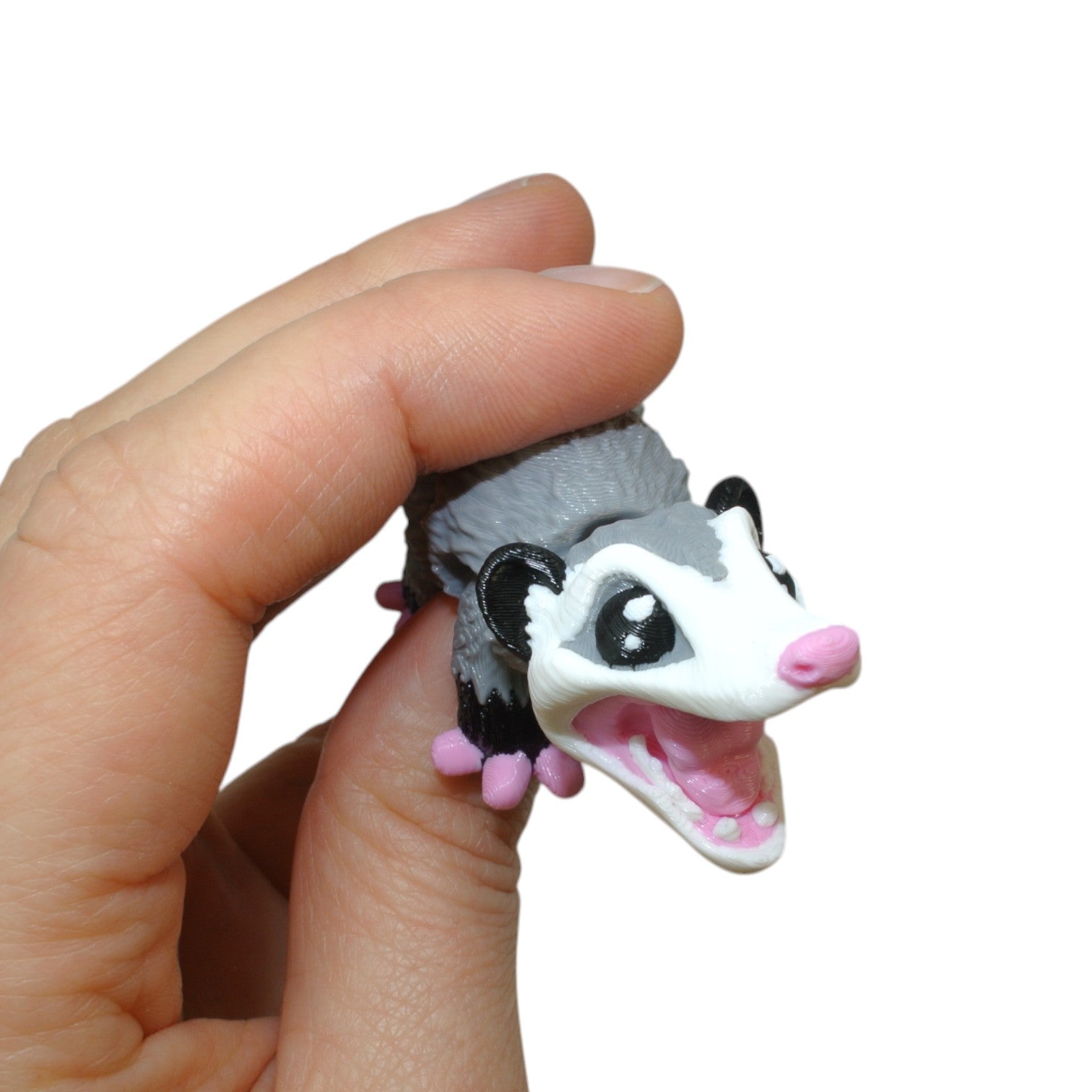 3D Printed Opossum Keychain – Articulated Animal Keyring & Backpack Charm