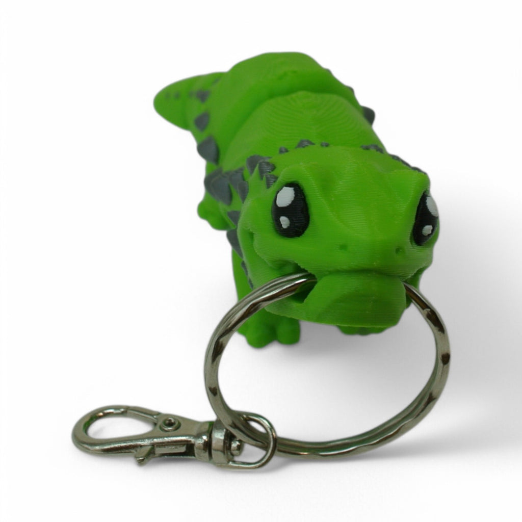 Green Lizard 3D Printed Keychain – Flexi Animal Charm