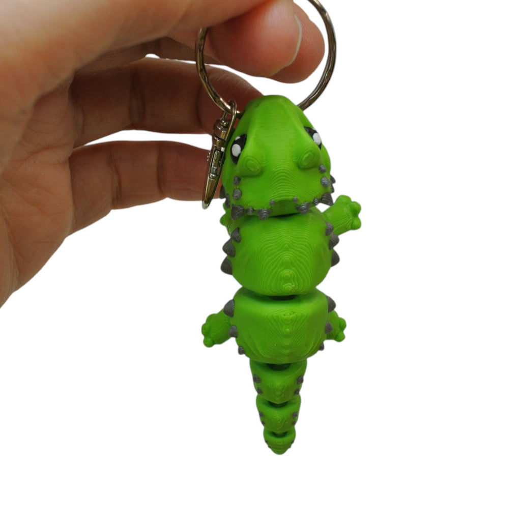 Green Lizard 3D Printed Keychain – Flexi Animal Charm
