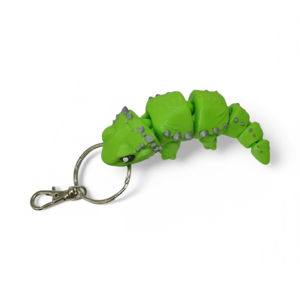 Green Lizard 3D Printed Keychain – Flexi Animal Charm