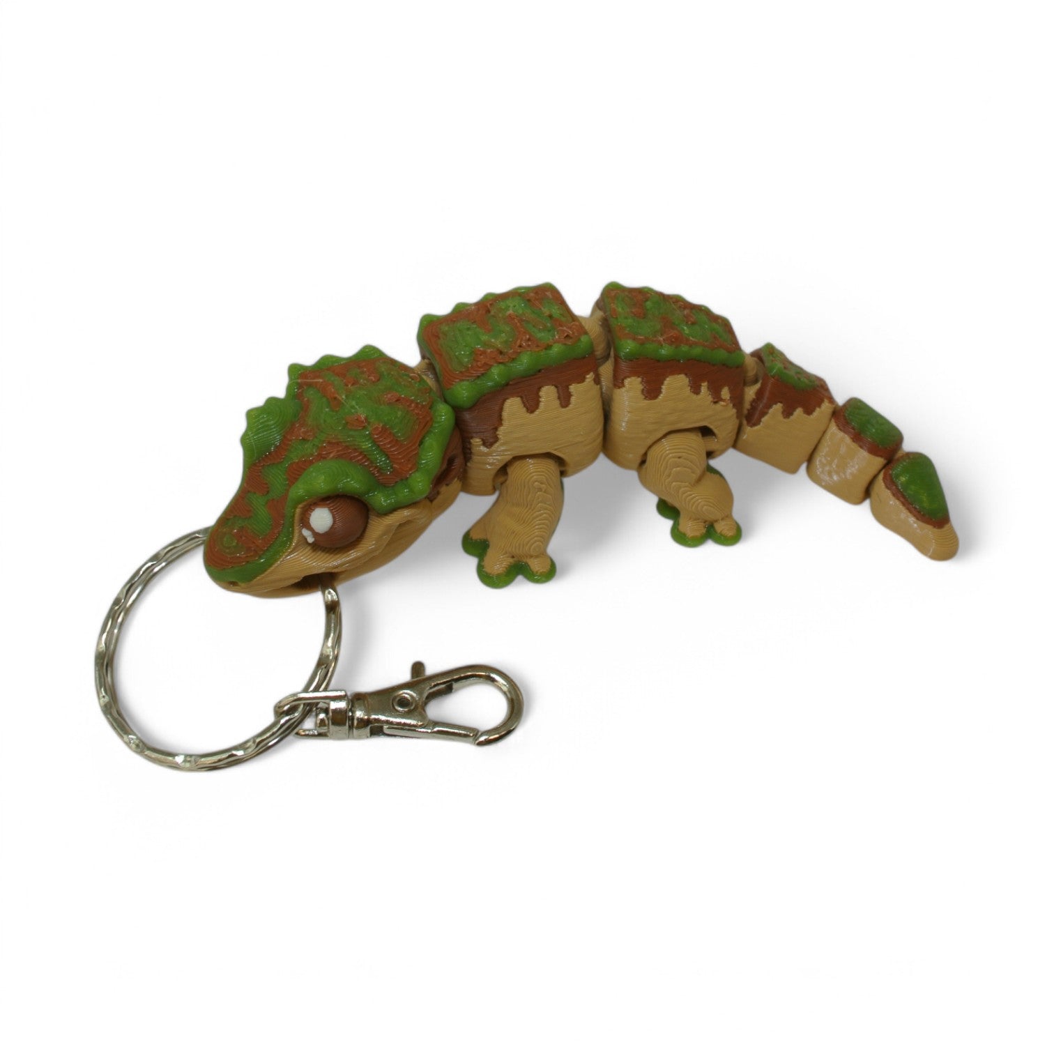 Green Lizard 3D Printed Keychain – Flexi Animal Charm