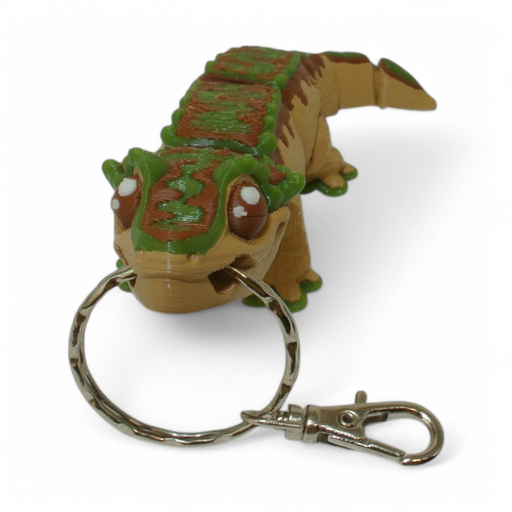 Swamp Green Lizard 3D Printed Keychain – Flexi Animal Charm